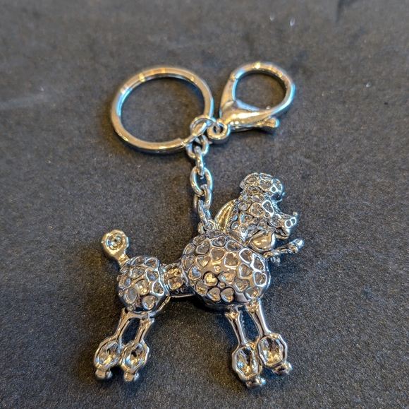 Keychain Silver Poodle With Rhinestones - Picture 4 of 7